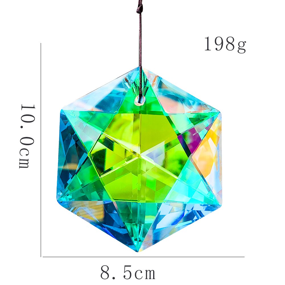 Star of David AB Color Crystal Prisms Rainbow Maker Suncatcher Hanging Pendant Chandelier