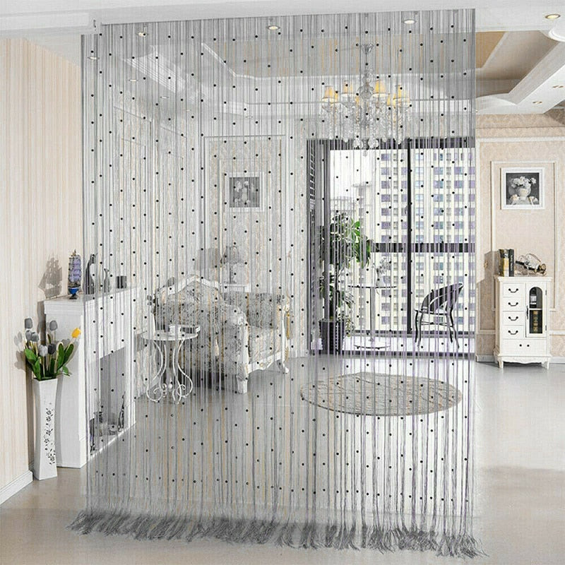 Crystal Beads Tassel Silk String Bead Curtain Door Divider Drape Sheer Panel Curtains