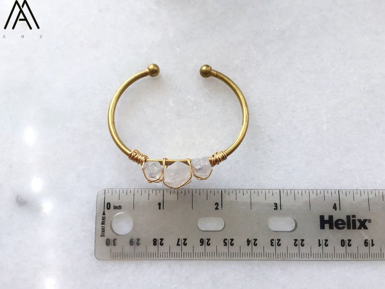 Natural Crystal and Quartz Stone Open Bangle Jewelry