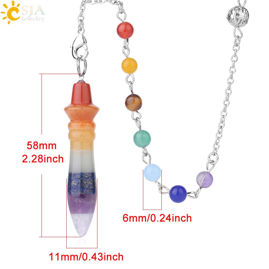 New Arrival 7 Chakra Pendulum Natural Stones Reiki Healing Pendants