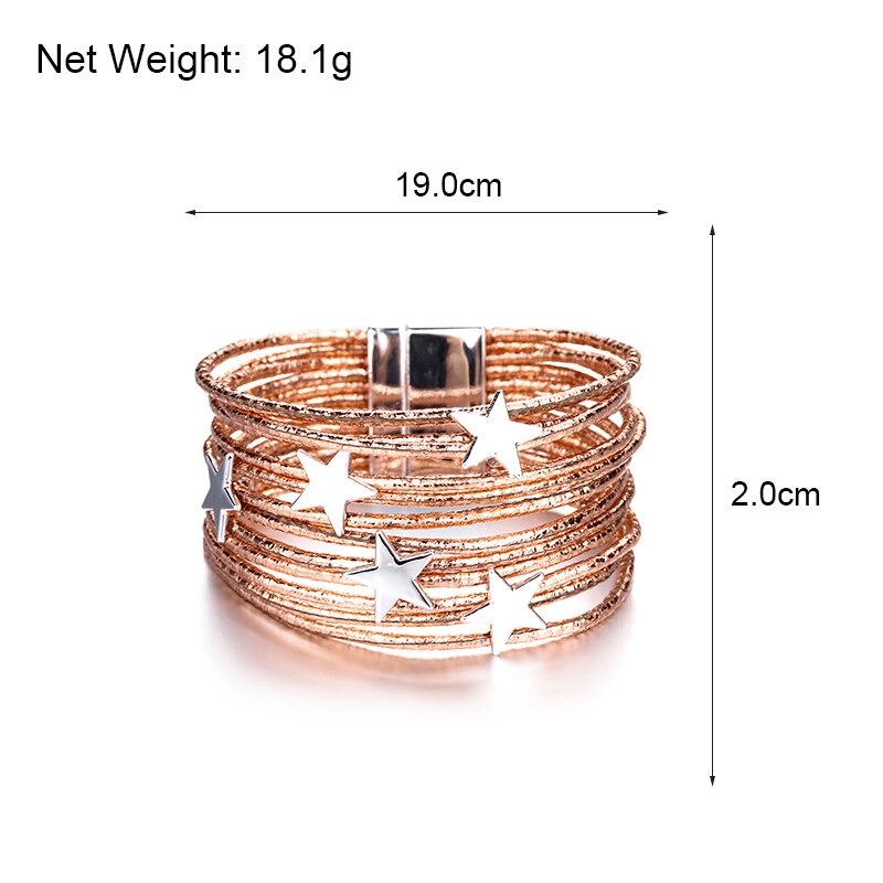ALLYES Bohemian Leather Bracelets For Women Fashion Pentagram Metal Charm Boho Multilayer Wrap Bracelet Femme Jewelry