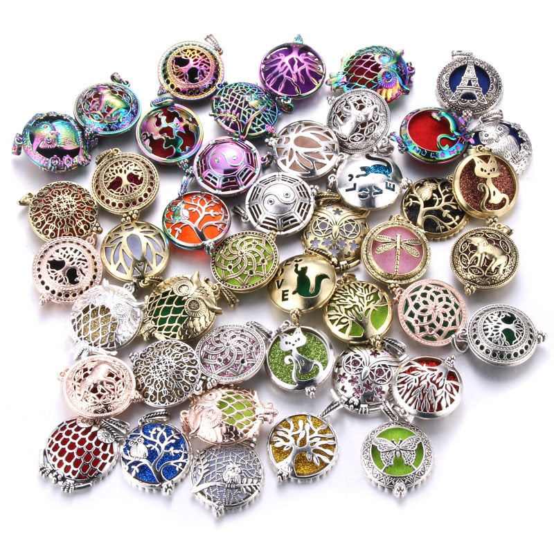 Aromatherapy Necklace Vintage Flower Butterfly Essential Oil Diffuser Necklace Perfume Lockets/ Pendants