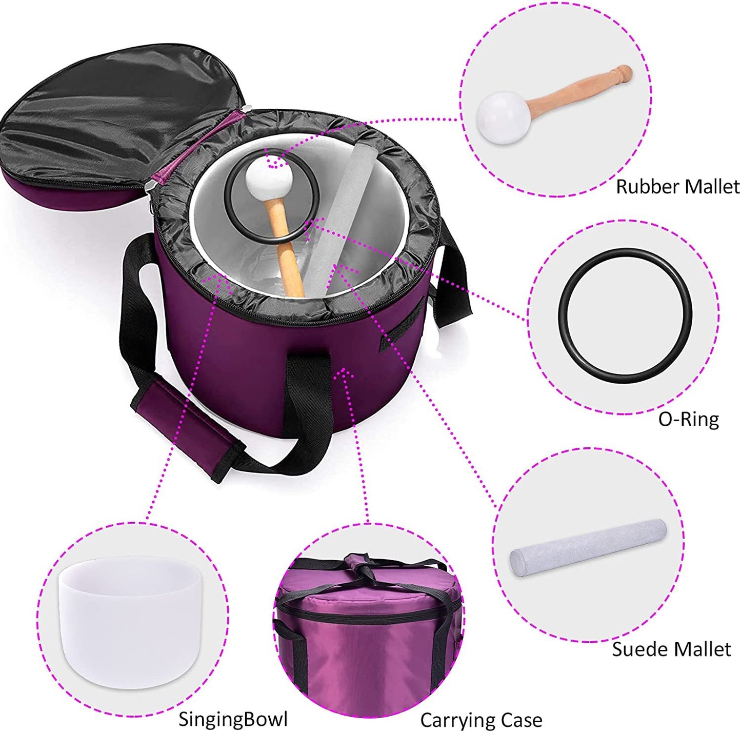 8 Inch 432hz/440hz Frosted Quartz Crystal Singing Bowl With Free Carrying Case Chakra