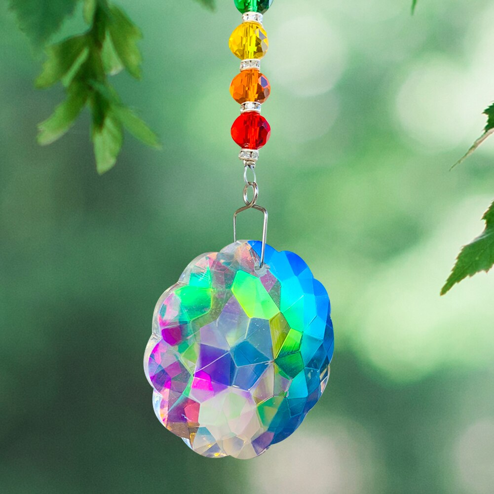 Flower Shaped Sun Catcher Pendant Aurora Mandala Crystal Prism Rainbow Maker Chakra Yoga Hanging Home Wedding Window Decor