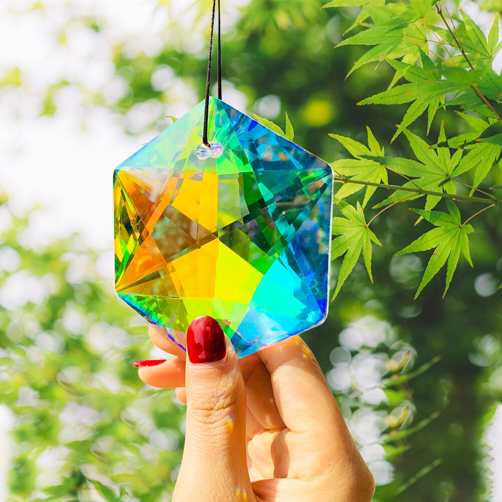 Six-pointed Star Accessories for Chandeliers Star of David Glass Art Crystal Prism Faceted Rainbow Maker Home Garden Decor