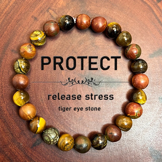 1pc/Protection Bracelet, Tiger Eye Stone and Matte Picasso Bracelet for Men, Picasso Jasper Bracelet, Tiger Eye Stone Bracelet H