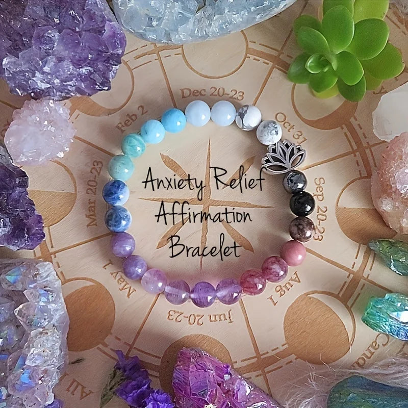 1pc/Anxiety Relief Affirmation Beaded Stretch Bracelet Healing Spiritual Bracelet Peace, Tranquility, Self-Love, Calm Jewelry