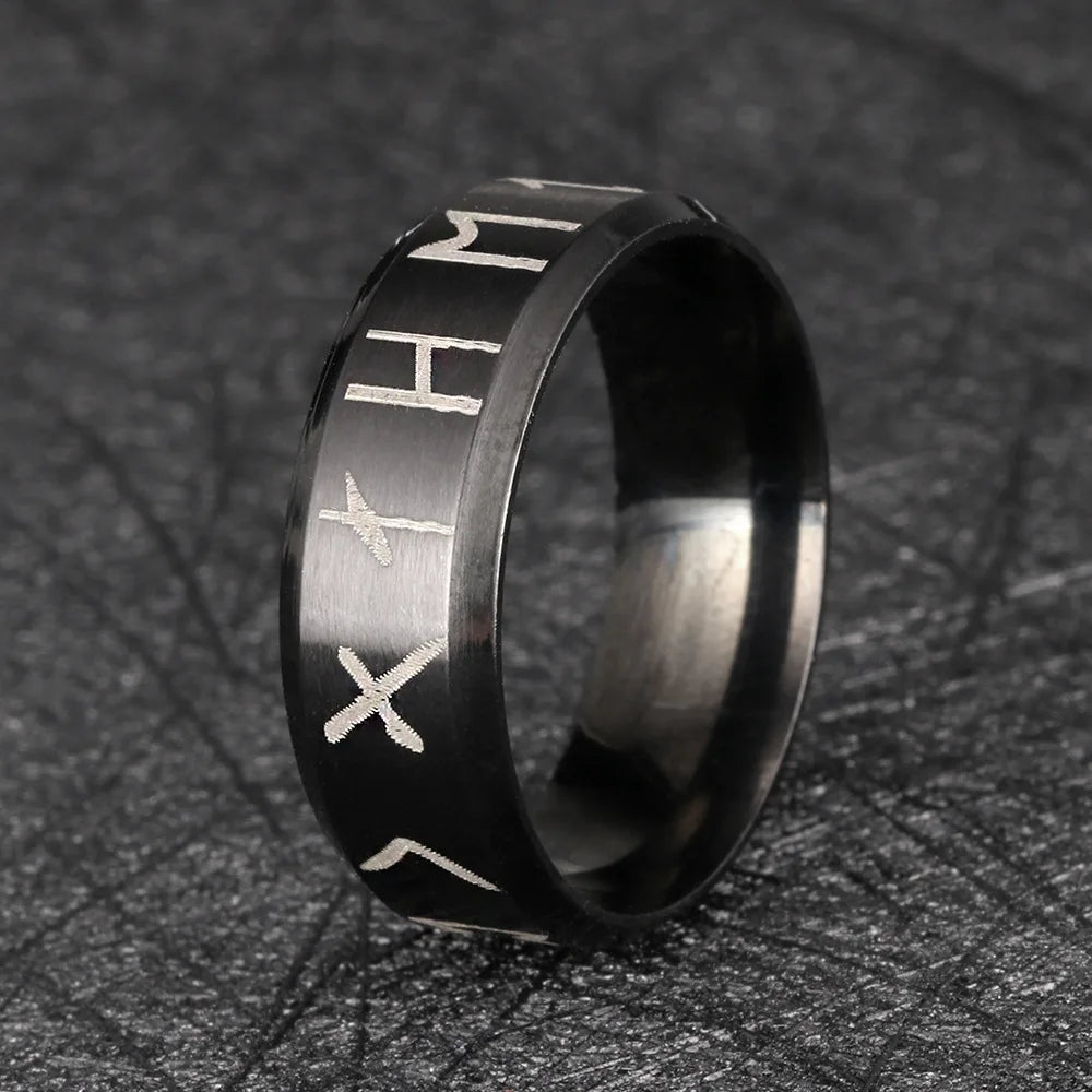 Stainless Steel Men's Viking Rune Ring with Elder Futhark Nordic Rune Rings Mythology Viking Jewelry Rings For Women Dropshippin