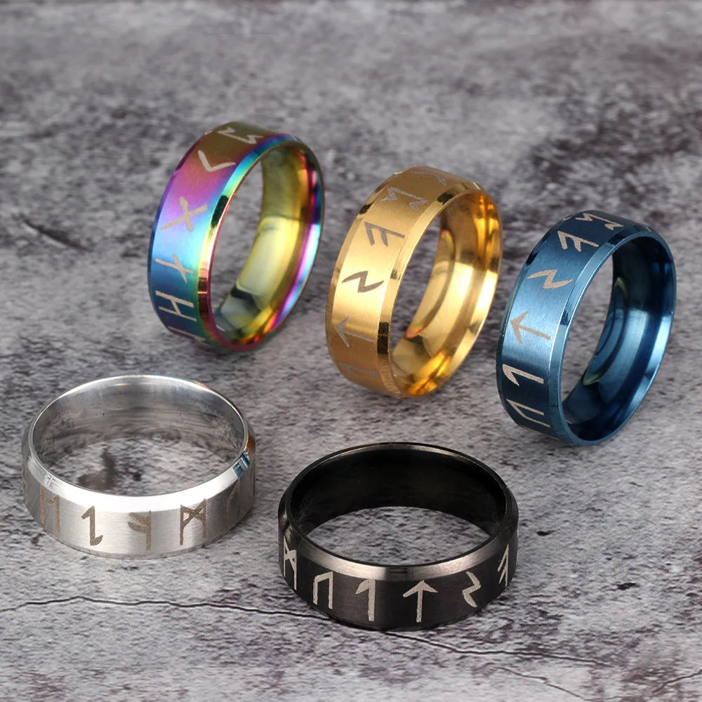Stainless Steel Men's Viking Rune Ring with Elder Futhark Nordic Rune Rings Mythology Viking Jewelry Rings For Women Dropshippin