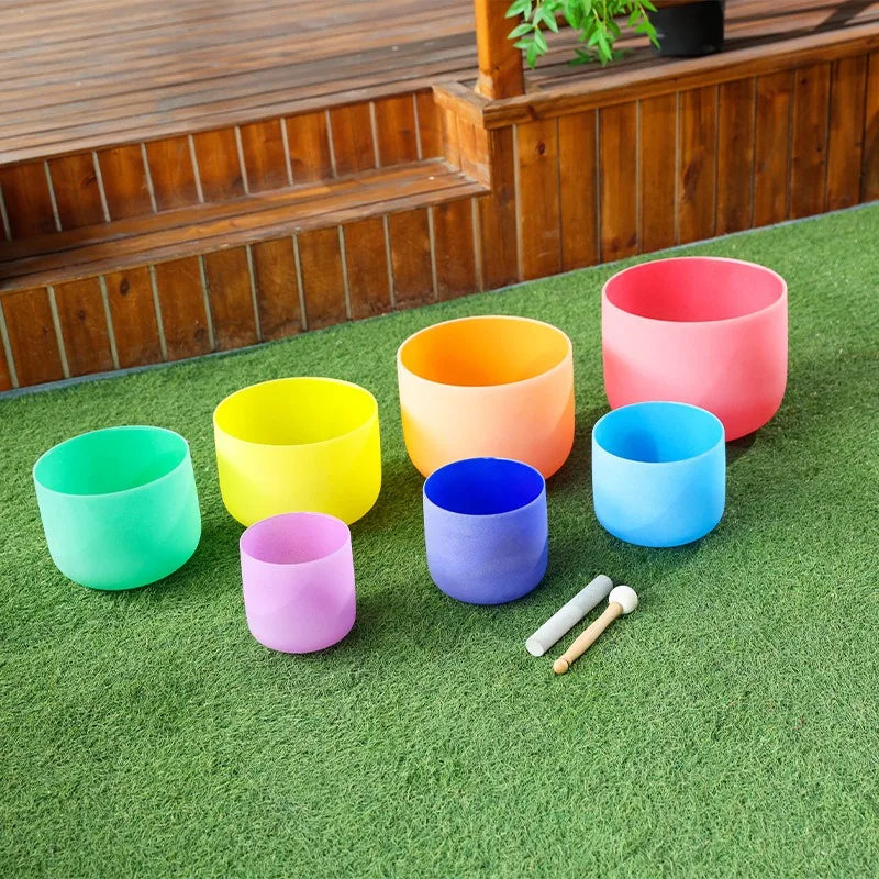 Crystal Singing Bowl Colorful Sound Healing Singing Bowls Meditation Chakra Therapy Sound Bowls Yoga Percussion Instruments
