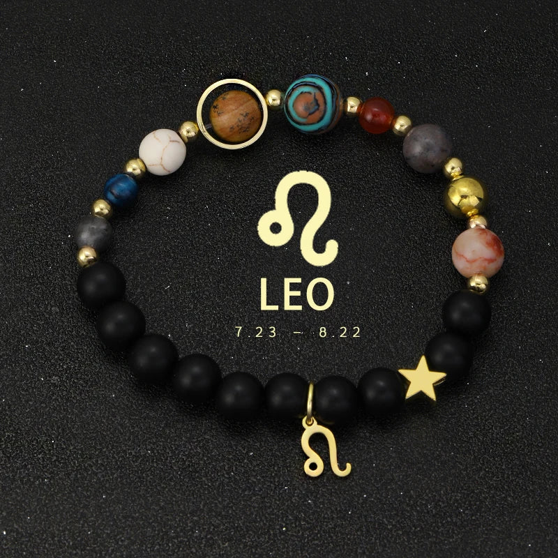 Planet Bracelet Eight Planet Stones 12 Zodiac Signs Bracelet Natural Stone Beads Christmas Birthday Gift Jewelry