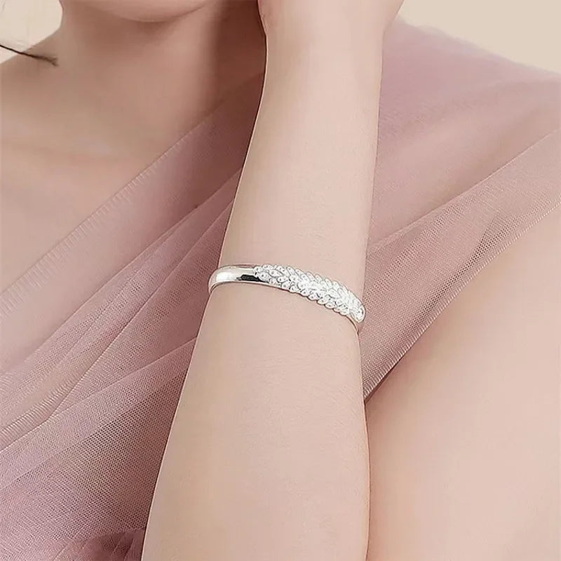 925 Sterling Silver Peacock Opening Screen Bracelet For Women Luxury Designer Texture Open Bracelets Party Original Jewelry Gift