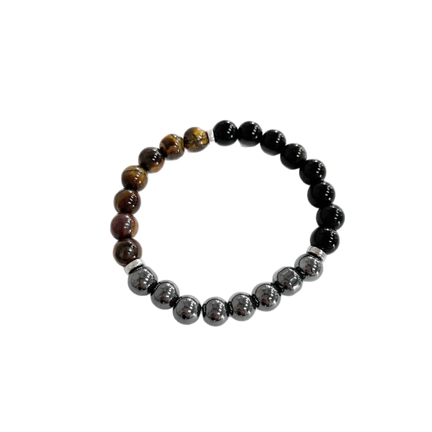 Triple Protection Bracelet:Tiger Eye, Black Obsidian, & Hematite 8mm Round Protection Crystals (Gemstone Stretch Bracelet)
