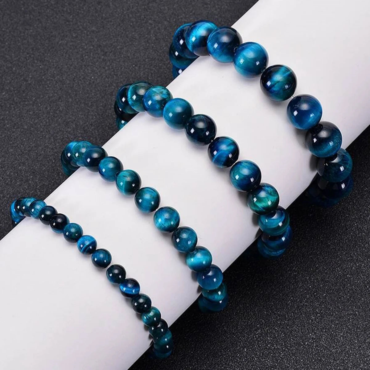 1 Minimalist bracelet made of 6/8/10mm blue tiger's eye stone beads, natural stone round bead bracelet