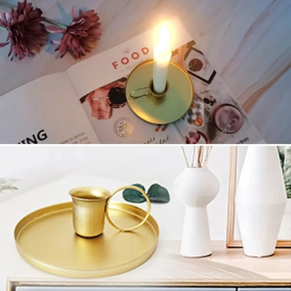 Retro Candle Holder Metal with Handle