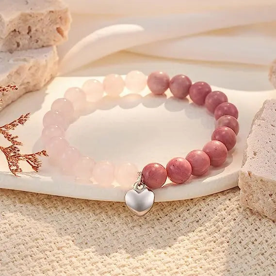 Female Pink Zebra Bead Bracelet. Gift to Daughter and Mother Nana Natural Crystal Stone Healing Spirit Bracelet