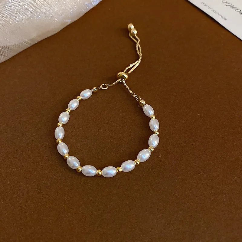 Elegant Pearl Bracelet Baroque Simulated Pearl Women Bracelet Bangles Ladies Fashion Charm Jewelry For Birthday Party Gifts