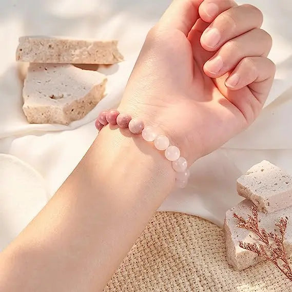 Female Pink Zebra Bead Bracelet. Gift to Daughter and Mother Nana Natural Crystal Stone Healing Spirit Bracelet