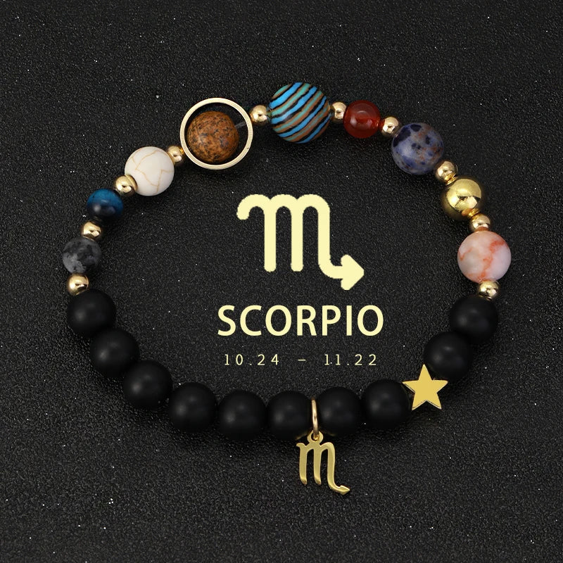 Planet Bracelet Eight Planet Stones 12 Zodiac Signs Bracelet Natural Stone Beads Christmas Birthday Gift Jewelry