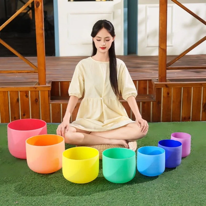 Crystal Singing Bowl Colorful Sound Healing Singing Bowls Meditation Chakra Therapy Sound Bowls Yoga Percussion Instruments