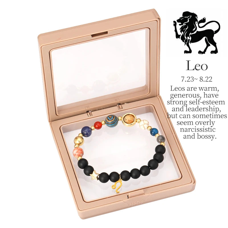Planet Bracelet Eight Planet Stones 12 Zodiac Signs Bracelet Natural Stone Beads Christmas Birthday Gift Jewelry