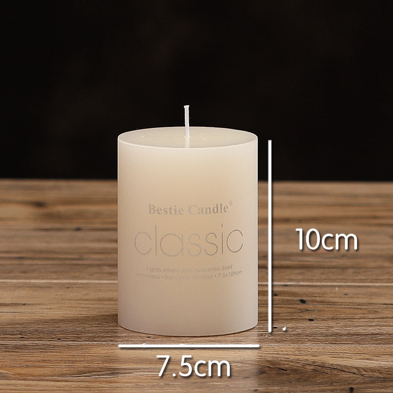 Elegant and Classic Ivory White Candle Cylindrical Romantic Smokeless Candle Home Decoration