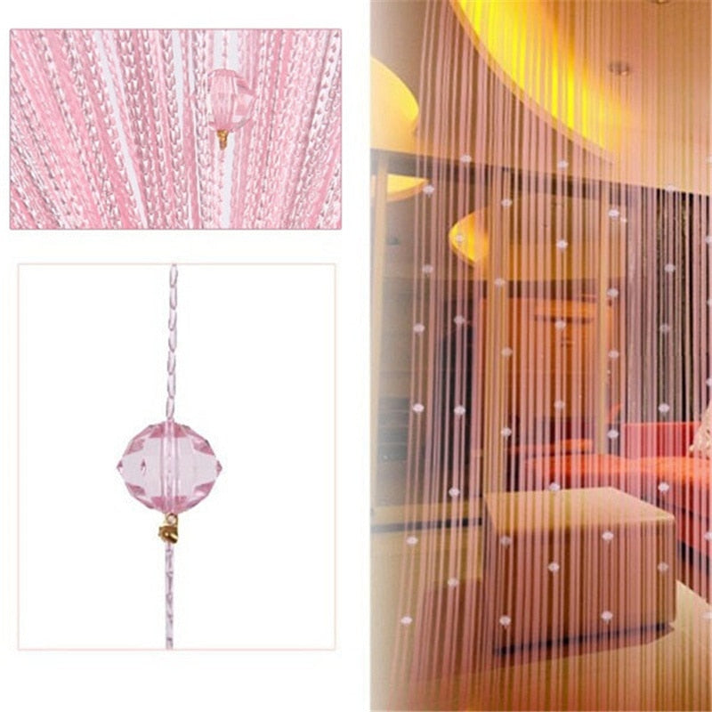 Crystal Beads Tassel Silk String Bead Curtain Door Divider Drape Sheer Panel Curtains