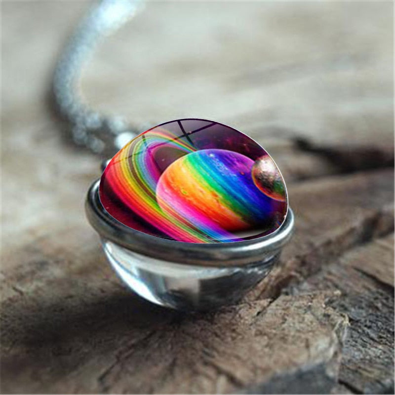 Galaxy Nebula Planet Necklace with the Universe Solar System, Moon, Earth, Sun,  Unisex
