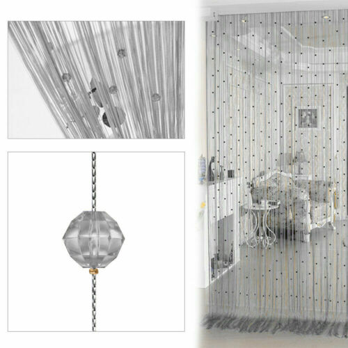 Crystal Beads Tassel Silk String Bead Curtain Door Divider Drape Sheer Panel Curtains