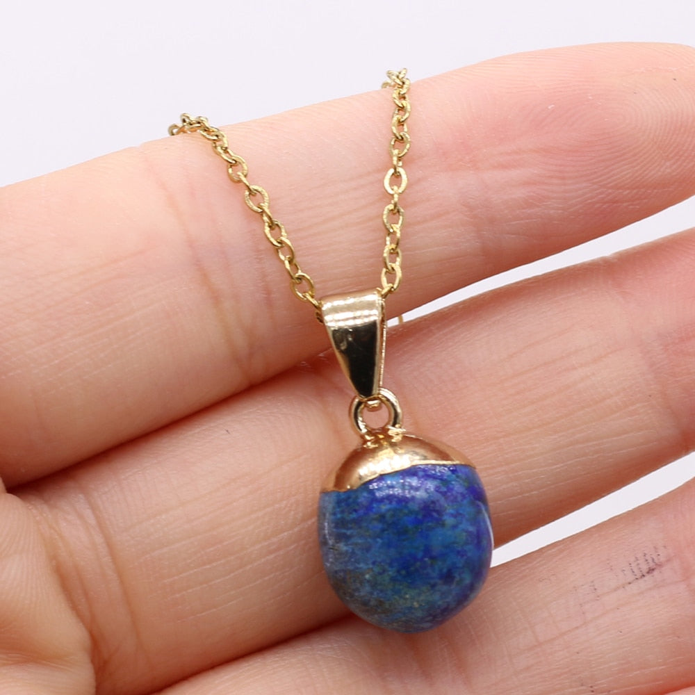 Fine Natural Stone Crystal Pendant Necklace