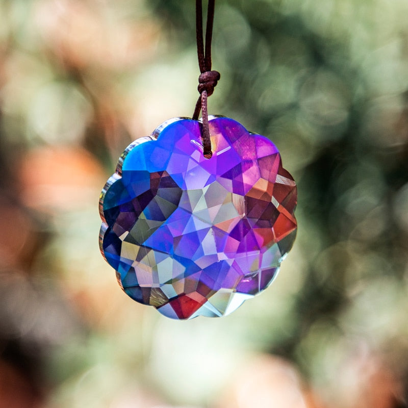 H&D 45mm Purple Hanging Crystals Prisms for Window Suncatchers Chandelier Parts Rainbow Maker DIY Pendant For Home Garden Decor