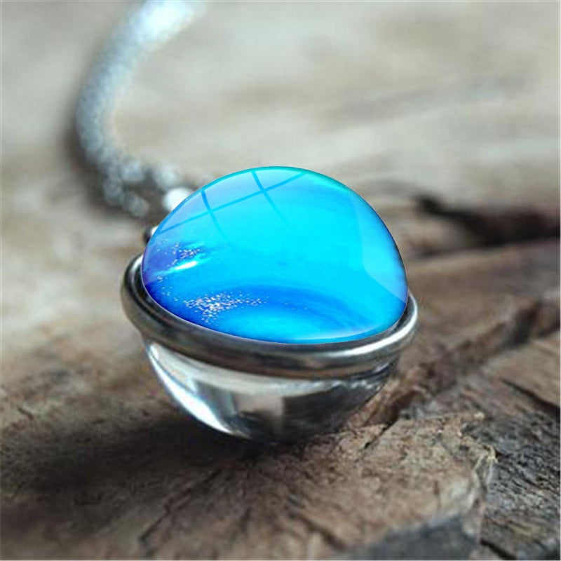 Galaxy Nebula Planet Necklace with the Universe Solar System, Moon, Earth, Sun,  Unisex