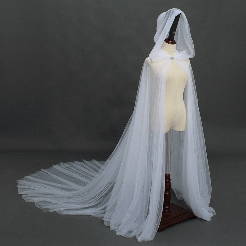 Gothic Women Mantle Hooded Cloak Fairy Elf Shawl Retro Wedding Party white Cape Medieval Witch Vampire Cosplay Cloak