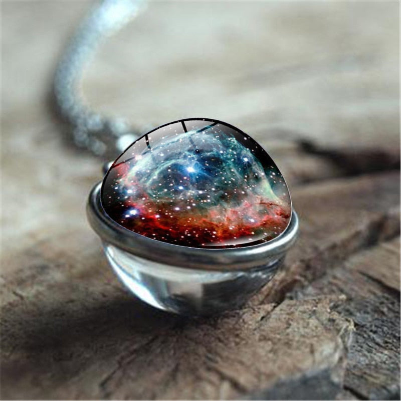 Galaxy Nebula Planet Necklace with the Universe Solar System, Moon, Earth, Sun,  Unisex