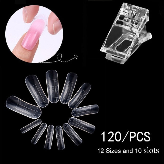 100 Pcs Poly Nail Gel Quick Building Mold Tips Nail