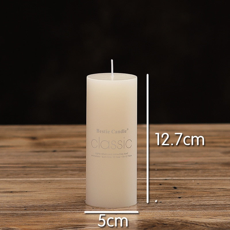 Elegant and Classic Ivory White Candle Cylindrical Romantic Smokeless Candle Home Decoration