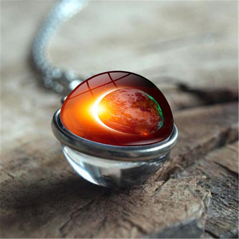 Galaxy Nebula Planet Necklace with the Universe Solar System, Moon, Earth, Sun,  Unisex