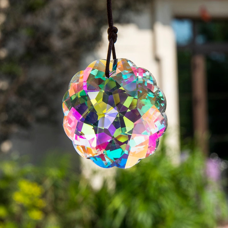 H&D 5 Colors Window Hanging Crystal Mandala Prism Suncatcher Rainbow Maker Chandelier Parts DIY Home Wedding Decorations Gift