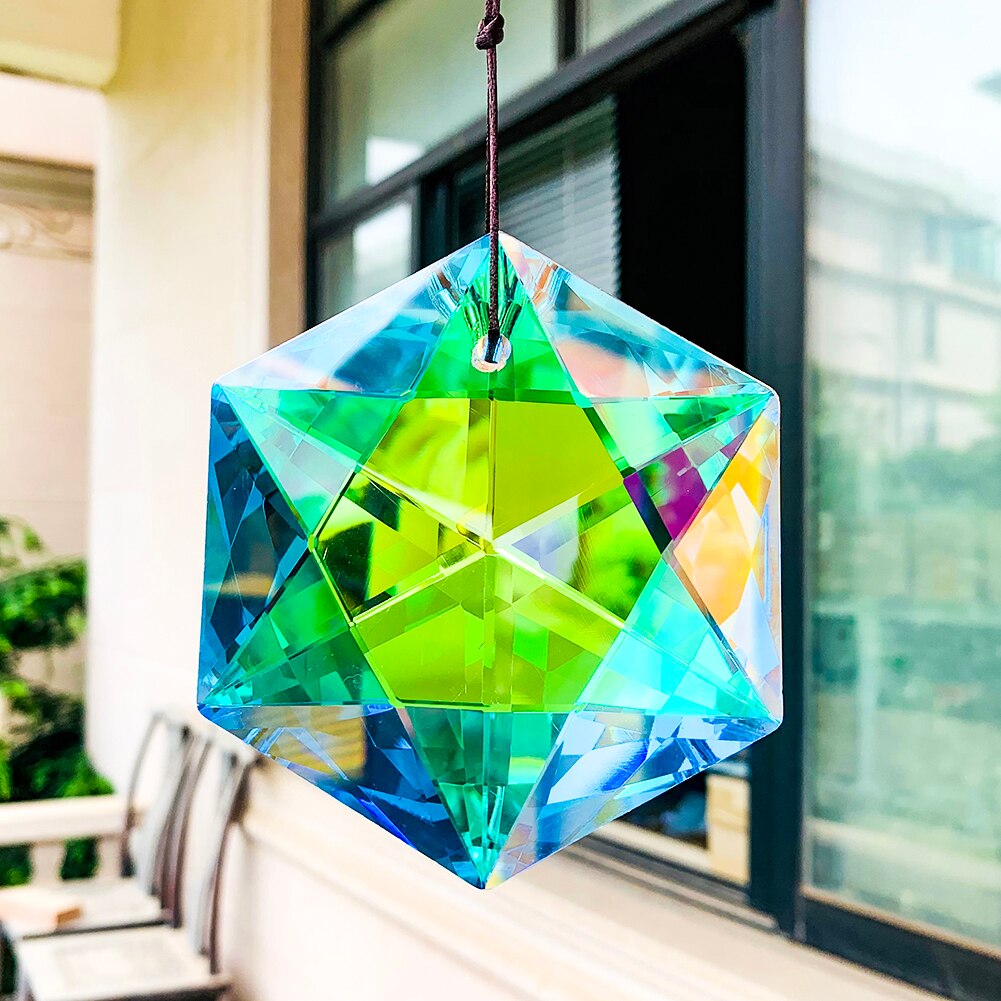 Star of David AB Color Crystal Prisms Rainbow Maker Suncatcher Hanging Pendant Chandelier