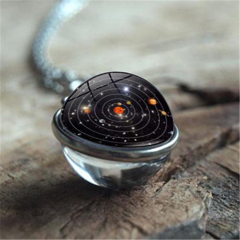 Galaxy Nebula Planet Necklace with the Universe Solar System, Moon, Earth, Sun,  Unisex