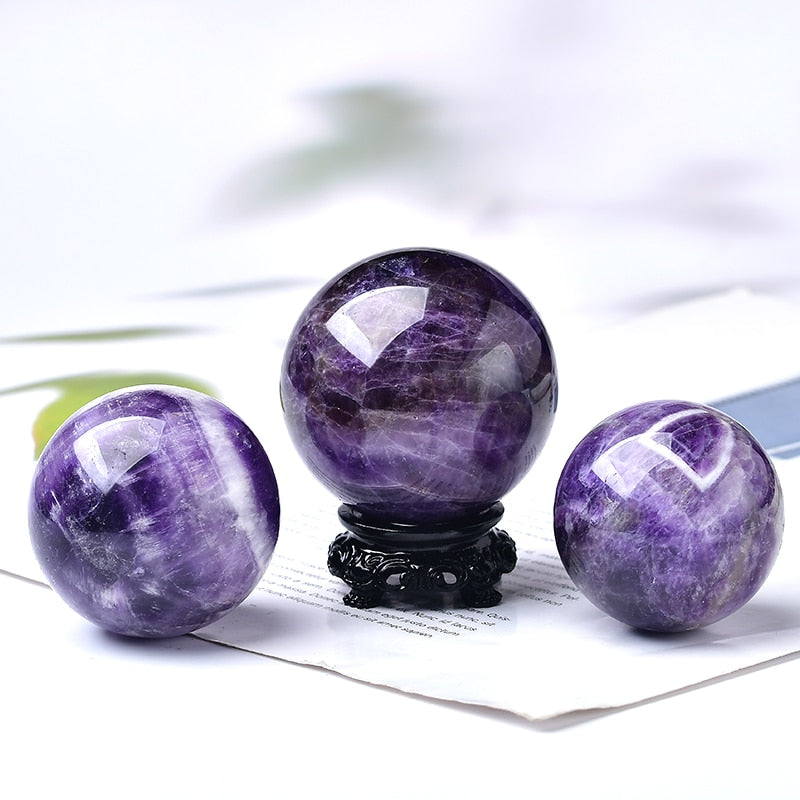 Natural Crystal Dream Amethyst Ball Polished Globe Massaging Ball Reiki Healing Stone Home Decoration Exquisite Collect Souvenir