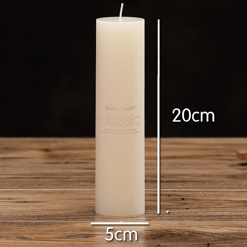 Elegant and Classic Ivory White Candle Cylindrical Romantic Smokeless Candle Home Decoration