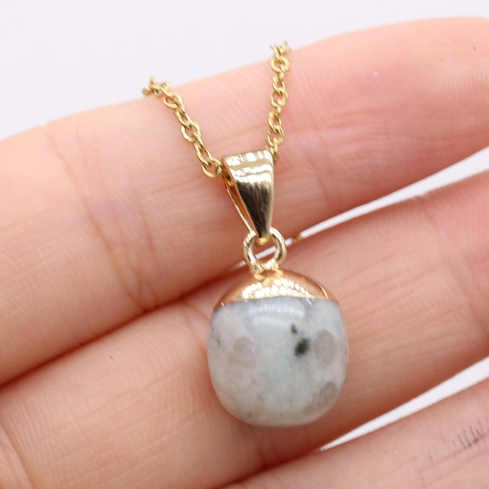 Fine Natural Stone Crystal Pendant Necklace