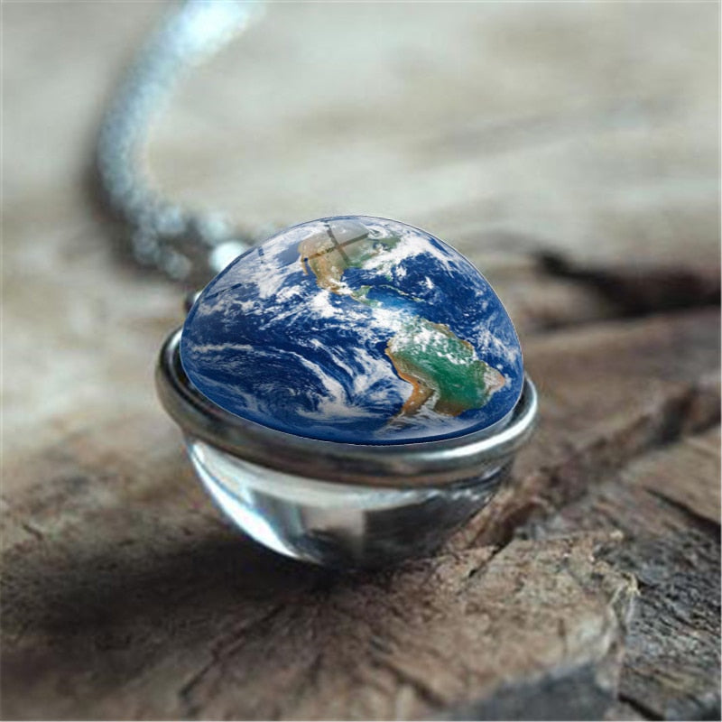 Galaxy Nebula Planet Necklace with the Universe Solar System, Moon, Earth, Sun,  Unisex