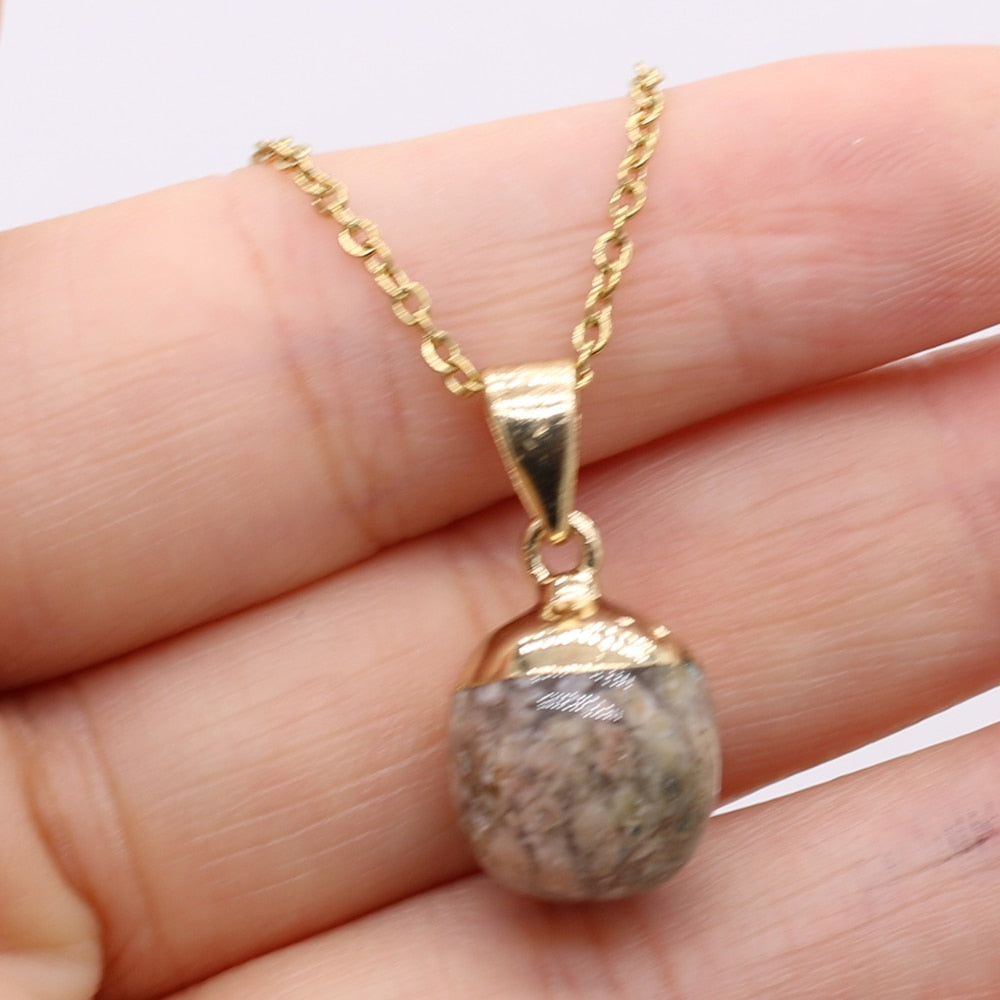 Fine Natural Stone Crystal Pendant Necklace