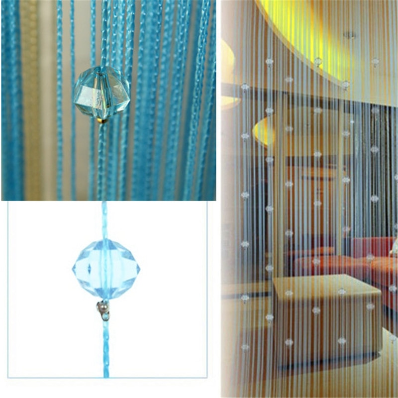 Crystal Beads Tassel Silk String Bead Curtain Door Divider Drape Sheer Panel Curtains
