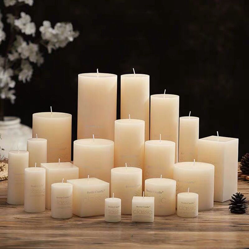 Elegant and Classic Ivory White Candle Cylindrical Romantic Smokeless Candle Home Decoration