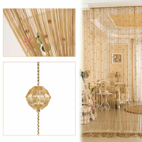 Crystal Beads Tassel Silk String Bead Curtain Door Divider Drape Sheer Panel Curtains