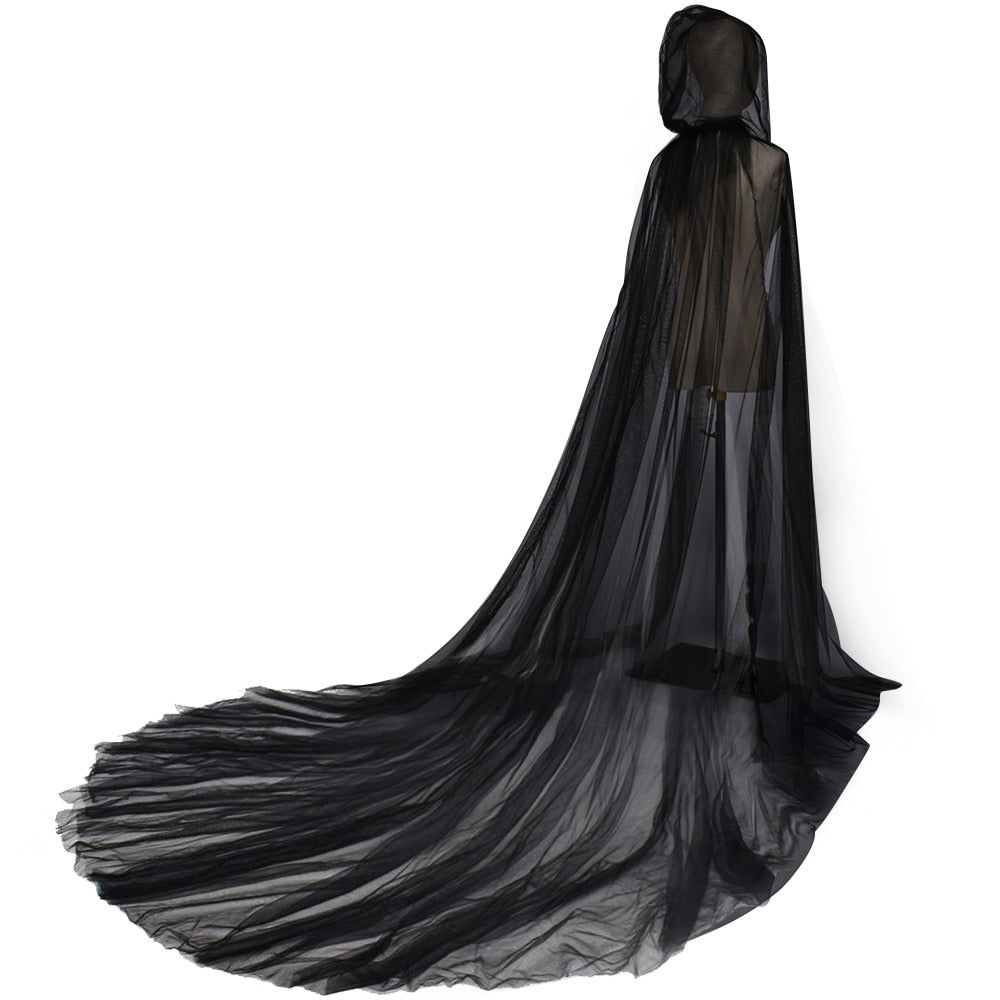 Gothic Women Mantle Hooded Cloak Fairy Elf Shawl Retro Wedding Party white Cape Medieval Witch Vampire Cosplay Cloak