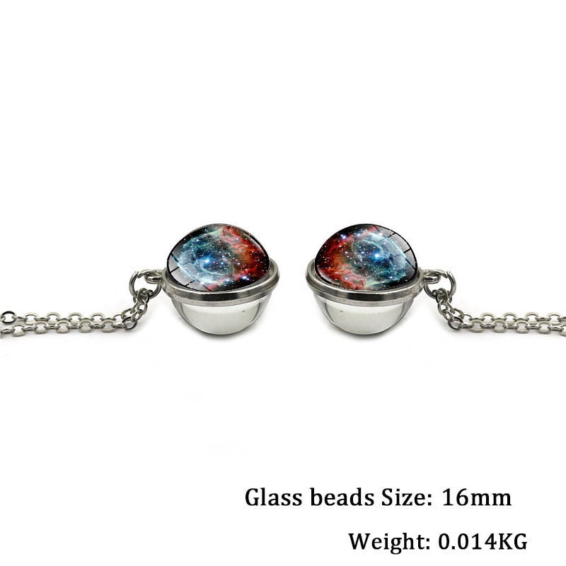 Galaxy Nebula Planet Necklace with the Universe Solar System, Moon, Earth, Sun,  Unisex